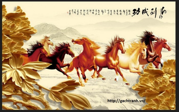 Tranh con ngựa ngọc 3d- gạch tranh trang trí7