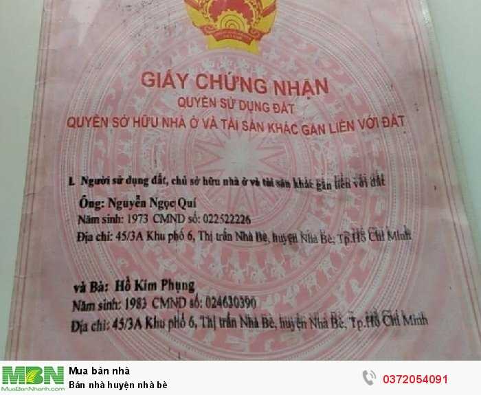 Bán nhà Huyện Nhà Bè