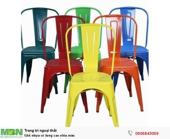 Ghế nhựa có lưng cao nhìu màu