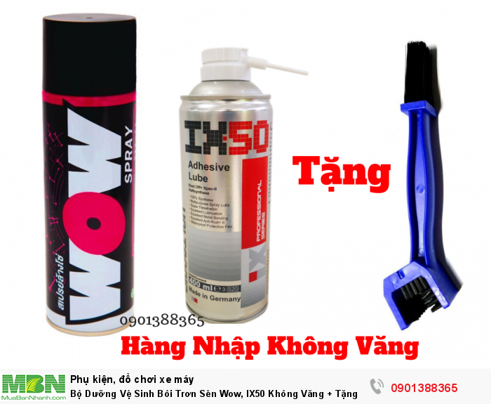 Bộ Dưỡng Vệ Sinh Bôi Trơn Sên Wow, IX50 Không Văng + Tặng Bàn Chải