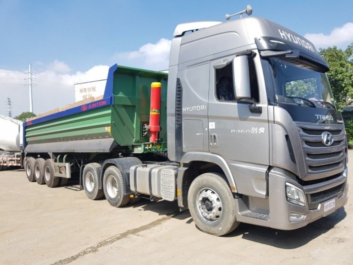 Đầu kéo Huyndai Xcient 360HP với mooc ben Junton 2018