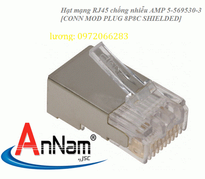 Hạt mạng Sắt AMP chống nhiễu Shielded 8 Position Modular Plug mã 5-569530-3