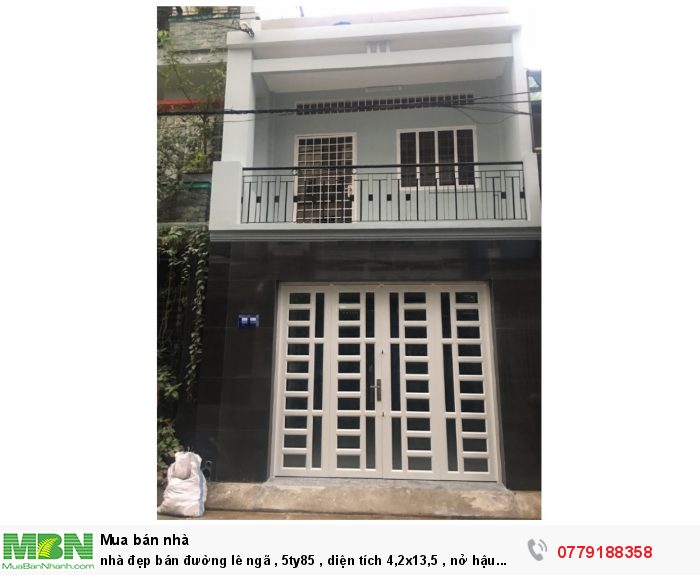 Nhà đẹp bán đường Lê Ngã ,diện tích 4,2x13,5 , nở hậu 50cm, đã có thẩm định giá
