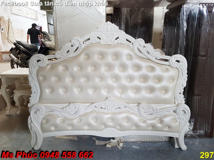 giường tân cổ điển màu trắng làm từ gỗ sồi nga tự nhiên18