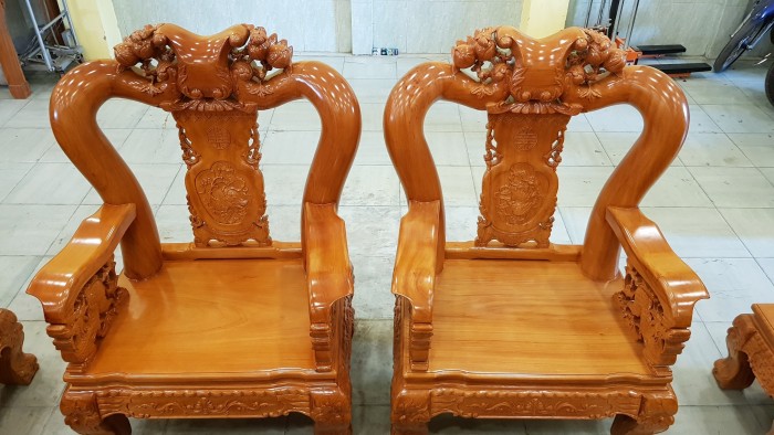 Bộ bàn ghế chạm đào tay 14, hàng đẹp tại Tiền Giang7