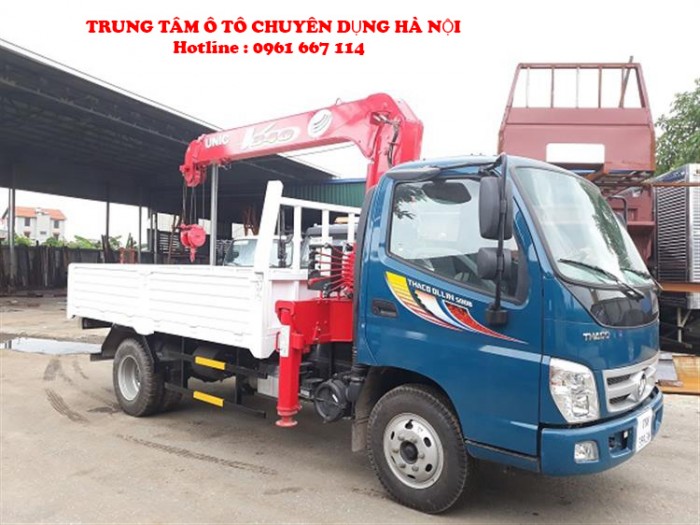 Xe tải 5 tấn Thaco OLLIN 500B gắn cẩu 3 tấn UNIC model URV344 ( 3 tấn 4 đốt ) | Trả trước 180tr giao xe ngay