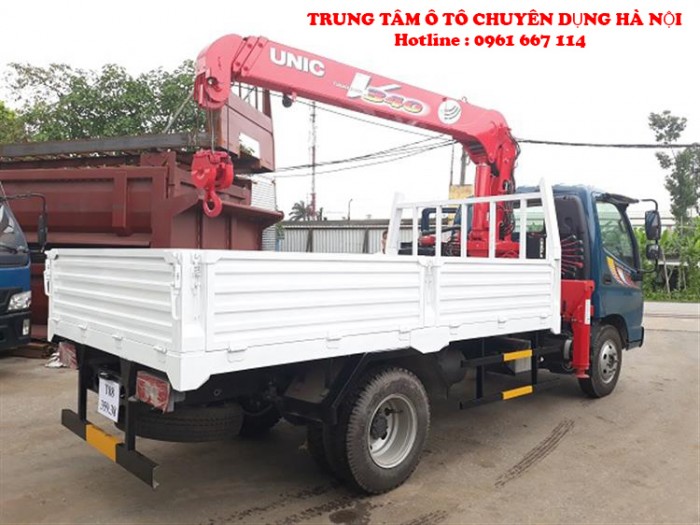 Xe tải 5 tấn Thaco OLLIN 500B gắn cẩu 3 tấn UNIC model URV344 ( 3 tấn 4 đốt ) | Trả trước 180tr giao xe ngay
