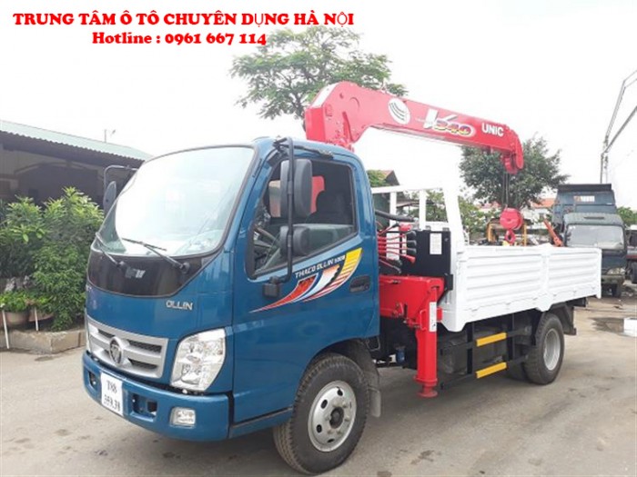 Xe tải 5 tấn Thaco OLLIN 500B gắn cẩu 3 tấn UNIC model URV344 ( 3 tấn 4 đốt ) | Trả trước 180tr giao xe ngay