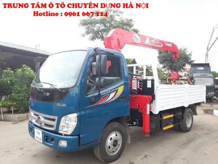 Xe tải 5 tấn Thaco OLLIN 500B gắn cẩu 3 tấn UNIC model URV344 ( 3 tấn 4 đốt ) | Trả trước 180tr giao xe ngay