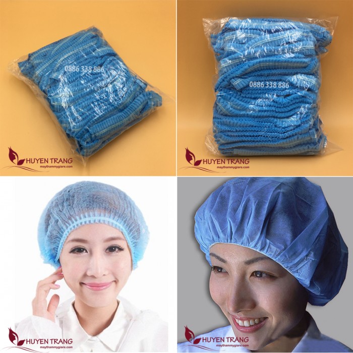 Mũ giấy y tế màu xanh 100 cái