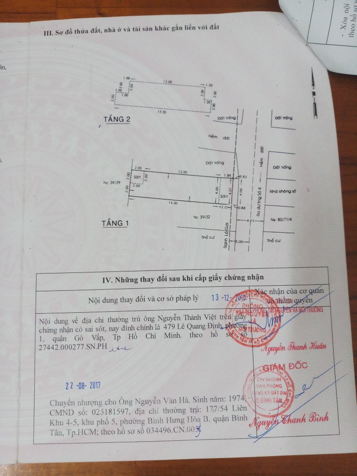 Bán nhà (4x16)m HXH đường số 4 phường Bình Hưng Hòa B quận Bình Tân
