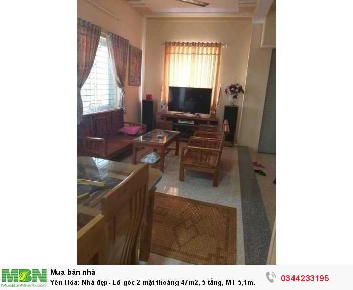 Yên Hòa: Nhà đẹp- Lô góc 2 mặt thoáng 47m2, 5 tầng, MT 5,1m.