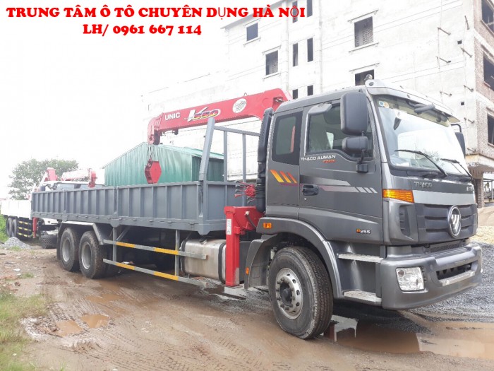 Xe tải 3 chân Thaco Auman C1400B/P255 gắn cẩu 3 tấn UNIC model URV343 | Giá ưu đãi cho khách hàng