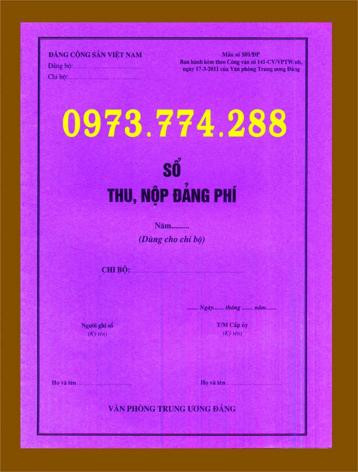 Bán Các Loại Mẫu Sổ S01, S02, S03, S04/Đp Đảng Phí Mới 100%, Giá: 10.000Đ,  Gọi: 0973774288, Quận Hoàn Kiếm - Hà Nội, Id-20621600