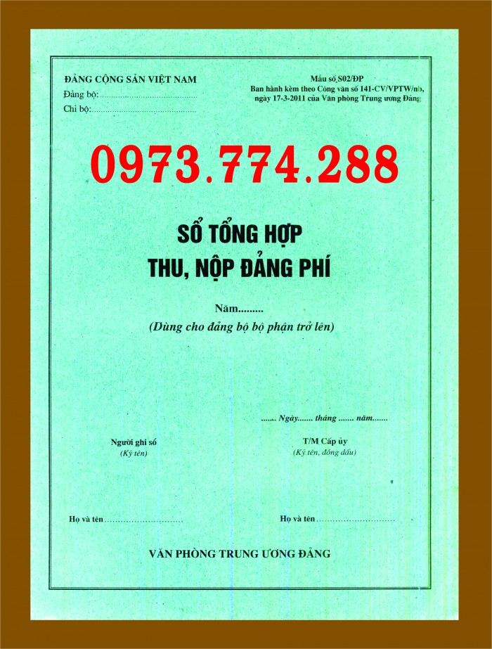 Bán Các Loại Mẫu Sổ S01, S02, S03, S04/Đp Đảng Phí Mới 100%, Giá: 10.000Đ,  Gọi: 0973774288, Quận Hoàn Kiếm - Hà Nội, Id-20621600