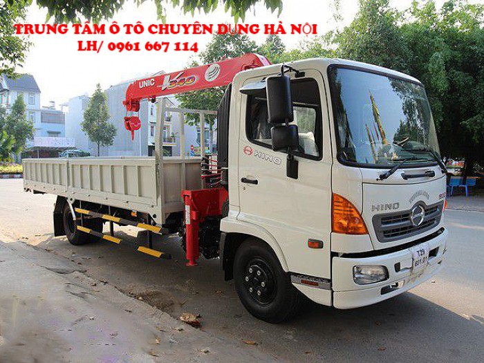 Xe tải 7 tấn HINO FC9JLSW gắn cẩu 3 tấn UNIC model URV343 thùng dài 6m | Hỗ trợ mua xe trả góp qua ngân hàng