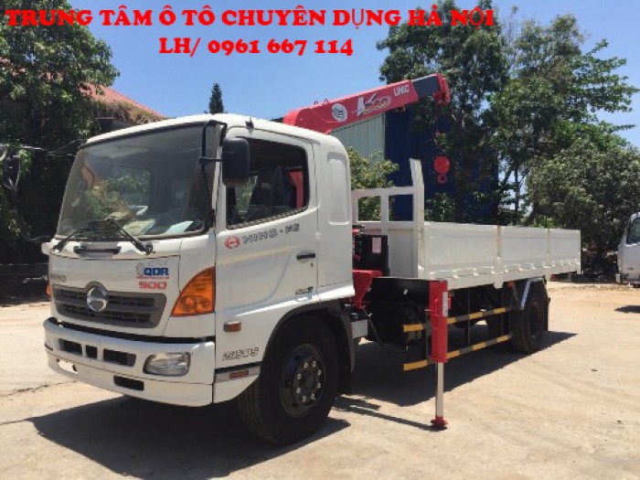 Xe tải 7 tân Hino gắn cẩu 3 tấn UNIC model URV344 thùng dài 6.1m | Khuyến mãi 2% thuế trước bạ