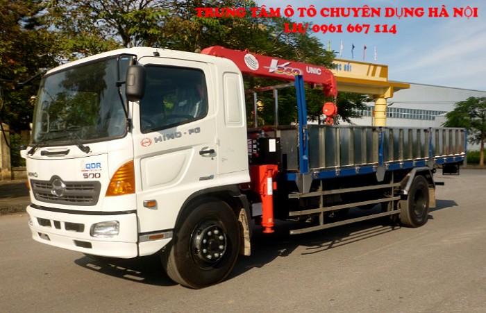 Xe tải 7 tân Hino gắn cẩu 3 tấn UNIC model URV344 thùng dài 6.1m | Khuyến mãi 2% thuế trước bạ