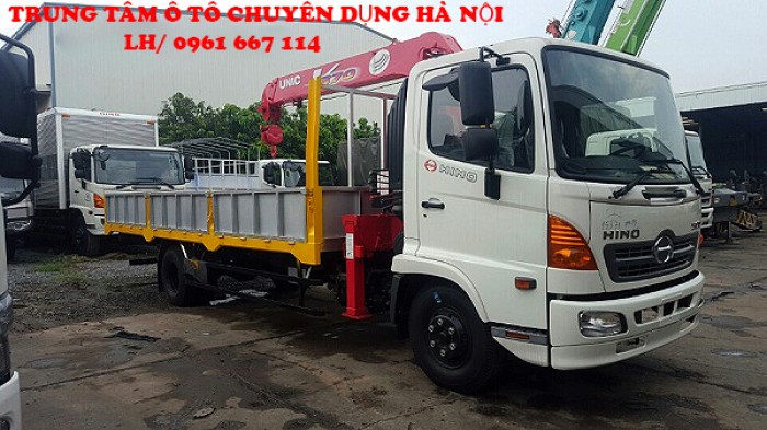 Xe tải 7 tấn HINO FC9JLSW gắn câu 3 tấn 3 đốt UNIC model URV373 thùng dài 6m