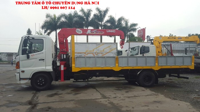 Xe tải 7 tấn HINO FC9JLSW gắn câu 3 tấn 3 đốt UNIC model URV373 thùng dài 6m