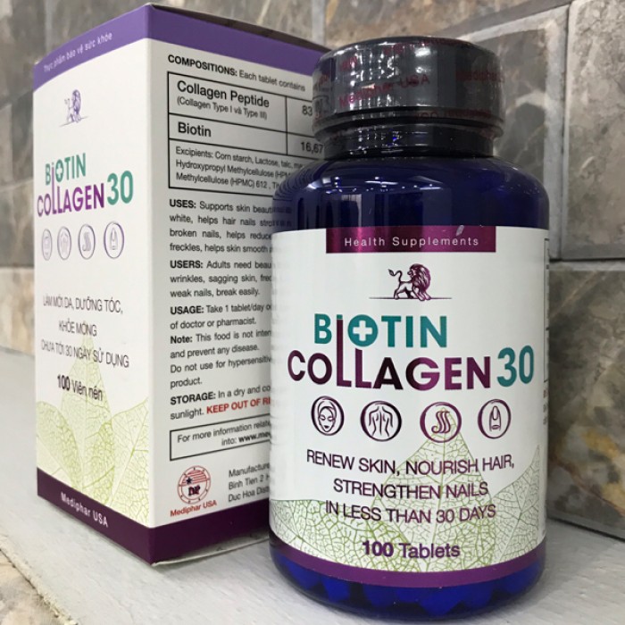 Thực phẩm Biotin Collagen 30 - Sáng Da- Khỏe Tóc - Móng chắc khỏe2