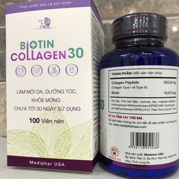 Thực phẩm Biotin Collagen 30 - Sáng Da- Khỏe Tóc - Móng chắc khỏe3