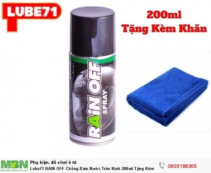 Lube71 RAIN OFF Chống Bám Nước Trên Kính 200ml Tặng Kèm Khăn