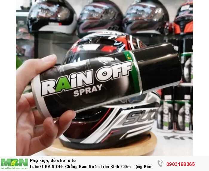 Lube71 RAIN OFF Chống Bám Nước Trên Kính 200ml Tặng Kèm Khăn