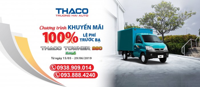 Bán xe tải trả góp giá rẻ giảm 100% trước bạ Thaco Towner 990 tải 990Kg Long An Tiền Giang Bến Tre