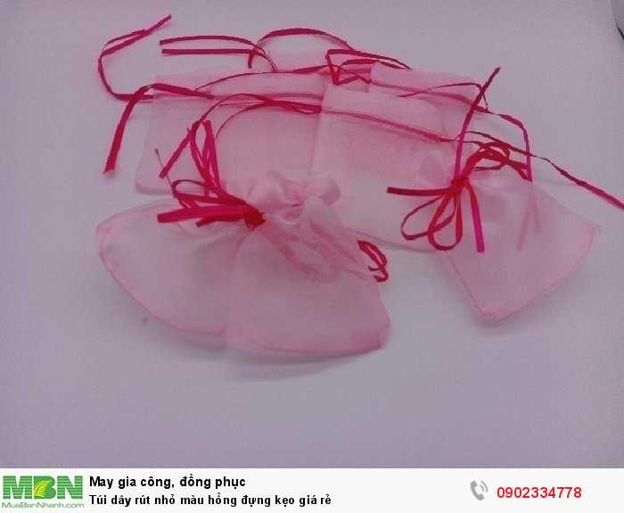 Nhận may túi dây rút nhỏ màu hồng đựng kẹo giá rẻ