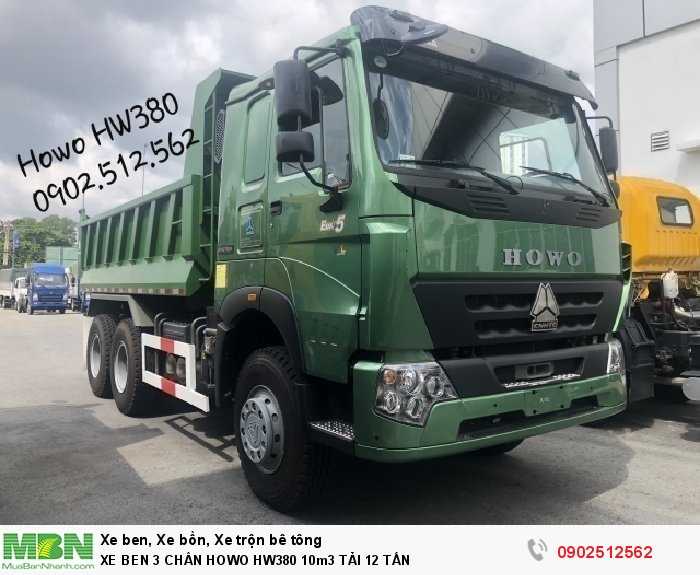 XE BEN 3 CHÂN HOWO HW380 10m3 TẢI 12 TẤN