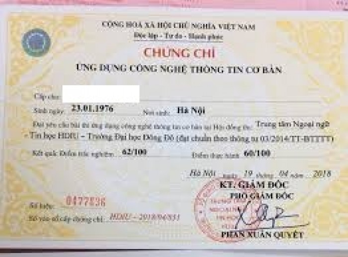 Chứng chỉ ngoại ngữ tin học