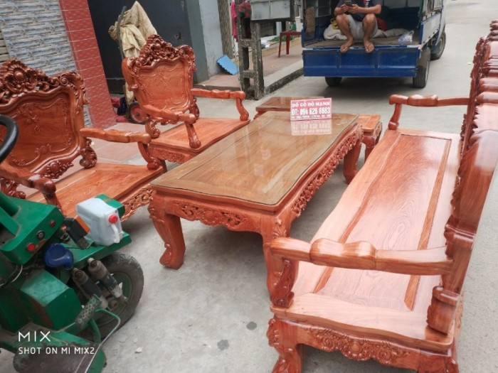Bộ bàn ghế kiểu louis pháp gỗ hương đá12