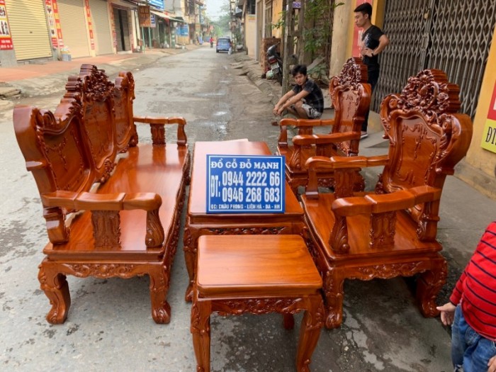 Bộ bàn ghế kiểu louis pháp gỗ gõ đỏ14