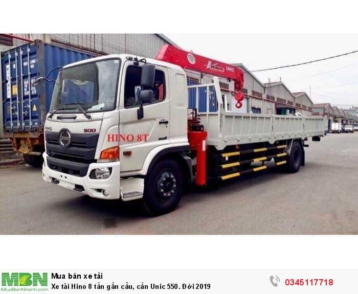 Xe tải Hino 8 tấn gắn cẩu, cần Unic 550. Đời 2019