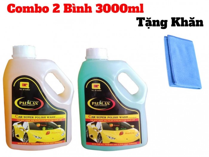 Combo 2 Bình Dung Dịch Rửa Xe Siêu Bóng 3000ml Tặng Kèm Khăn