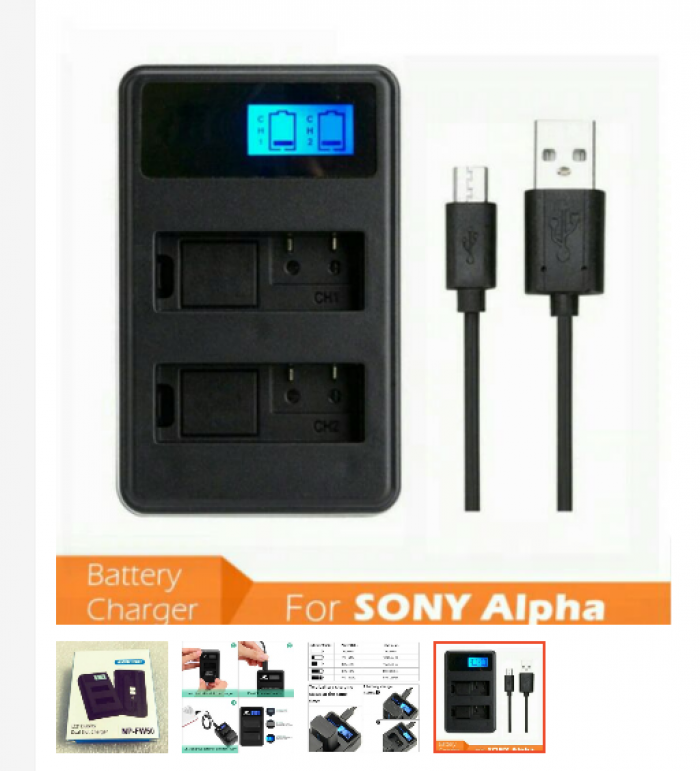Bộ sạc đôi pin máy ảnh NP-FW50 có đèn LCD hiển thị