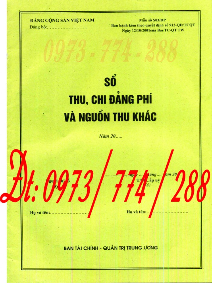 Đảng Cộng Sản Việt Nam - Sổ thu Đảng phí và quản lý tài chính Đảng của chi bộ