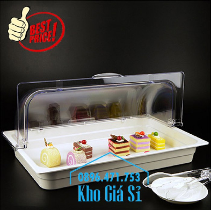 Khay inox/ Khay nhựa melamine trưng bày Sashimi, Sushi, bánh ngọt, trái cây, thức ăn tiệc buffet có nắp đậy57