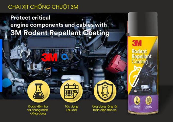 Chai Xịt Đuổi Chuột Khoang Động Cơ Ô Tô 3M Rodent Repellant Coating 250ml-ĐC3M250