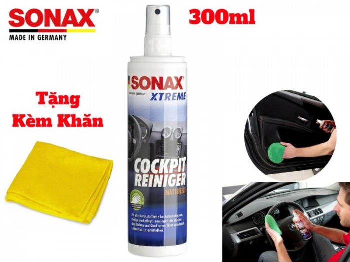 Chai Dưỡng Phục Hồi Nhựa Nội Thất Xe Sonax Xtreme Cockpit Cleaner 300ml Kèm Khăn-283200