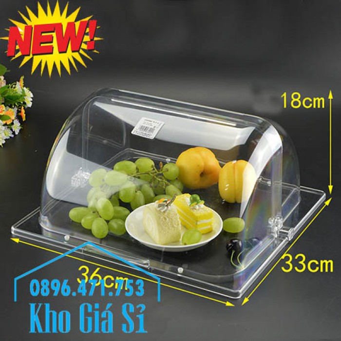 Nắp nhựa mica mở 180 độ đậy thức ăn - Nắp nhựa mica trong suốt mở 1/2 đậy khay buffet tại HCM52