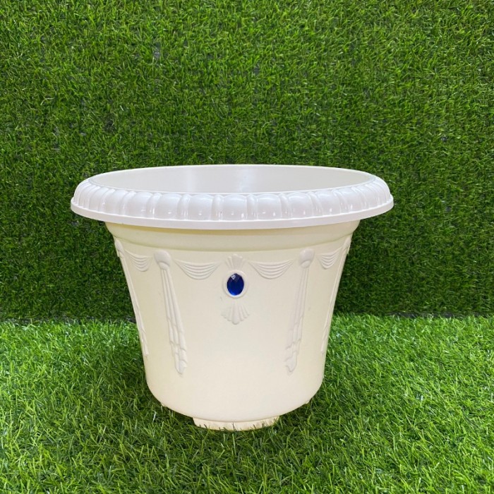 Chậu hoa nhựa Thakico  - Chậu Ngọc 28x21cm - màu trắng
