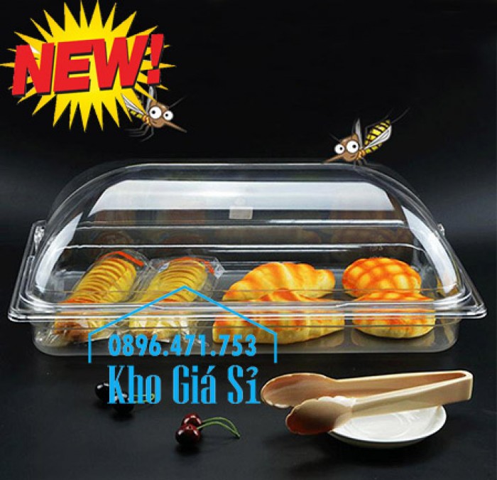 Nắp nhựa hình chữ nhật đậy khay thức ăn buffet giá tốt tại HCM - Nắp nhựa trong suốt mở 1/2 đậy khay đựng thực phẩm tại Bình Thạnh59