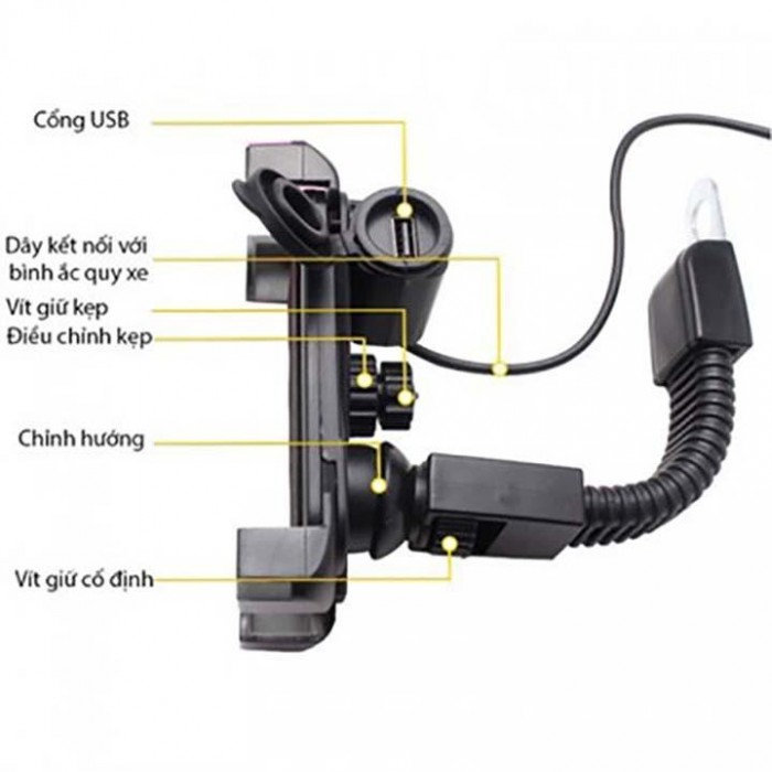 Giá Đỡ Kiêm Sạc 2 Trong 1 Trên Xe Máy-MSN181359