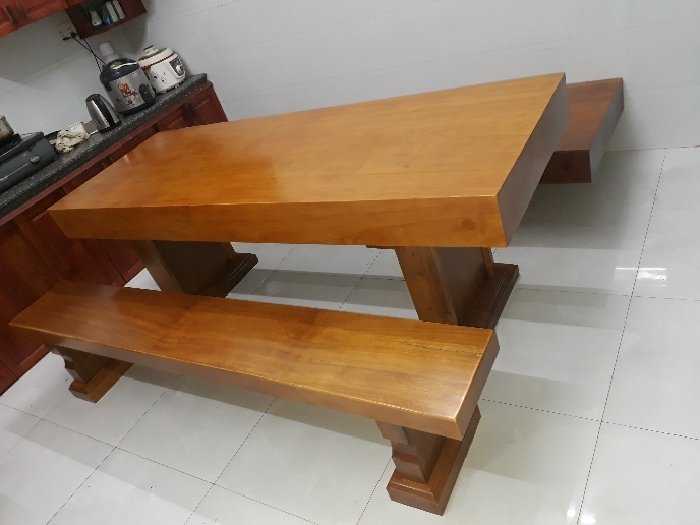 Bộ bàn ghế nguyên khối gỗ sao 