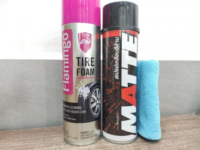 Combo Làm Sạch Lốp Dưỡng Nhựa Nhám Lube71 Matte Flamingo TIRE Kèm Khăn