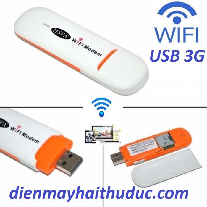 USB HSPA Wifi Modem 3G  thiết bị phát wifi từ sim 3G lấy nguồn từ bất kỳ cổng usb nào.3
