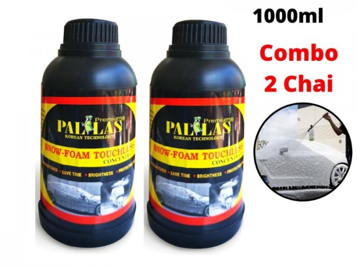 Combo 2 Chai Nước Rửa Xe Bọt Tuyết Siêu Sạch Không Chạm Pallas Snow 1 Lít