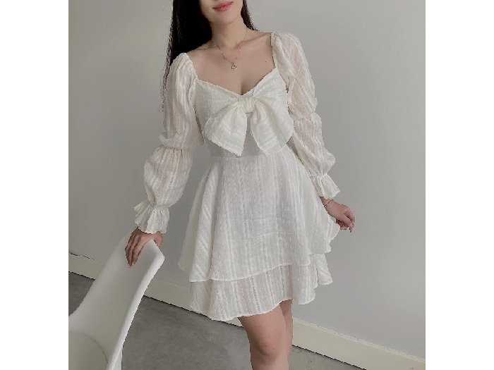 Váy Trắng xoè Thắt Nơ Sau Lưng Đầm Trắng Dáng Babydoll xốp nhẹ bồng bềnh  siêu xinh MIALA SHOP  Shopee Việt Nam
